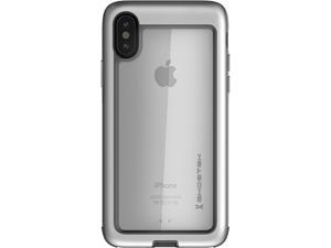 Ghostek Atomic Slim Clear iPhone X 10 Case with Space Metal Bumper Super Heavy Duty Protection Shockproof Military Grade Aluminum Wireless Charging Compatible for 2017 iPhone X 10 58 Inch  Silver