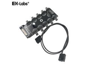 EnLabs PWMHUB10S 10 Ports 4-Pin PWM Fan Hub, SATA 15pin to 10 Fan Power Splitter Adapter Cable w/ Self-sticker for 3Pin / 4Pin fan EnLabs PWMHUB10S 10 Ports 4-Pin PWM Fan Hub, SATA 15pin to 10 Fan Power Splitter Adapter Cable w/ Self-sticker for 3Pin / 4Pin fan