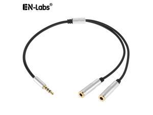 Audio Cable 3.5mm Jack Headphone Microphone Splitter,4 Pole Male to 2 Female Headset+ Mic Aux Extension Adapter for Android Phone & iPhone