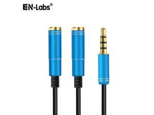 3.5mm Audio Stereo Y Splitter Extension Mic Aux Cable TRRS 4-Pole Male to Female Dual Headphone Jack Adapter for Earphone Port Headset Compatible with iPhone Samsung Tablet Laptop Headphone Splitter