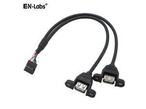Enlabs MB9P22U250CM Panel Mount USB 2.0 Cable - Motherboard USB 9Pin to 2 USB A Female Splitter Cable w/ Screws - 1.64FT,Black Enlabs MB9P22U250CM Panel Mount USB 2.0 Cable - Motherboard USB 9Pin to 2 USB A Female Splitter Cable w/ Screws - 1.64FT,Black