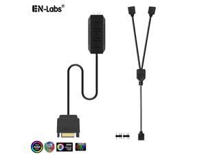 5V 3-Pin RGB / FRGB / ARGB / AURA Controller for Fans and Coolers w/ SATA 5V Power Cable - 1FT RGB 3pin Female 1 to 4 Splitter Cable Include