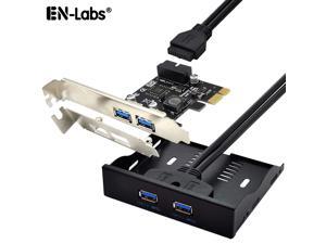 3.5" USB 3.0 2 Ports Front Panel & PCIe to USB 4 Ports(2 USB Type-A+USB Internal 20pin) Expansion Card Kit w/ Low-Profile PCI Bracket, PCIe Express to 2 USB3 & Internal 20Pin to USB Splitter Cable-2FT