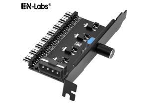 Enlabs PCIFANCO4D 8 Channel 3-pin CPU / Case Fan speed Controller w/ OFF Switch,8 Way 12V/1.5A Max. 3pin Fan RPM Speed Reduce Regulator w/ PCI Slot Cover - Power by  Molex