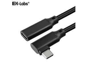 EnLabs USB10GCMF20CM90 USB Type C Male to Female Adapter,USB-C USB 3.1 Type-C  Right & Left Angled 90 Degree 4K@60Hz UHD with Audio/5A/10Gbps Extension Cable Laptop & Tablet & Cell Phone - 8inch,Black