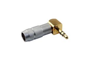 New Silver Stereo 3.5mm 3 Pole 90 Degree DIY Repair Headphone Jack to Plug Adapter,Stereo Male to Female Connector Solder Jack