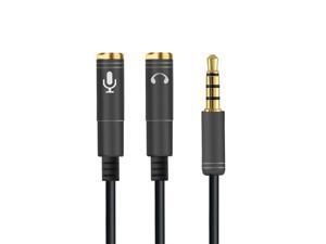 Audio Cable 3.5mm Jack Headphone Microphone Splitter,4 Pole Male to 2 Female Headset+ Mic Aux Extension Adapter for Phone Latpop Audio Cable 3.5mm Jack Headphone Microphone Splitter,4 Pole Male to 2 Female Headset+ Mic Aux Extension Adapter for Phone Latpop