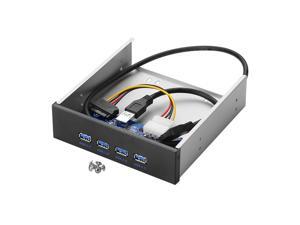 4 Port USB 3.0 5.25" Internal CD-ROM Bay Front Panel USB Hub,4 X USB 3.0 Type A Female to Motherboard USB 20 pin Splitter Adapter w/ 5.25 inch Metal Bracket
