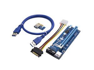 Version 8 Molex 4pin Powered PCI-E PCI Express Extender Riser Cable- VER 006S - 1X to 16X PCIE USB 3.0 Adapter Card w/ 2ft USB Extension Cable - GPU Graphic Card Crypto Currency Mining
