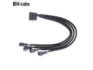 EnLabs LP424TX425CM 10 inch Black Sleeved 4pin IDE Molex to 4 Ports 3Pin/4Pin PWM Fan Power Splitter Adapter Cable - 12V DC Only EnLabs LP424TX425CM 10 inch Black Sleeved 4pin IDE Molex to 4 Ports 3Pin/4Pin PWM Fan Power Splitter Adapter Cable - 12V DC Only