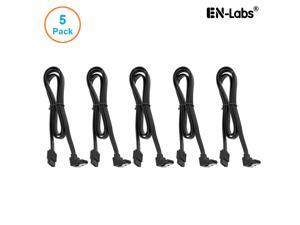 EnLabs 5PKSATAIII60CMBK90 5 Pack SATA 3.0 6Gbps Straight to 90 Degree Angle HDD SDD Data Cable w/ Locking Latch - Black - 24 inch EnLabs 5PKSATAIII60CMBK90 5 Pack SATA 3.0 6Gbps Straight to 90 Degree Angle HDD SDD Data Cable w/ Locking Latch - Black - 24 inch