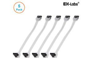 EnLabs 5PKSATAIII25CMCL90 5 Pack SATA 3.0 6Gbps Straight to 90 Degree Angle HDD SDD Data Cable w/ Locking Latch - Clear - 10 inch EnLabs 5PKSATAIII25CMCL90 5 Pack SATA 3.0 6Gbps Straight to 90 Degree Angle HDD SDD Data Cable w/ Locking Latch - Clear - 10 inch