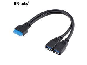 Enlabs MB20P22U310IN 2 Port Internal USB 3.0 Motherboard  20-Pin Header to 2x USB 3.0 A 10-Inch Female Adapter Cable,USB 20pin to 2 x USB 3.0 Splitter Cable -Black