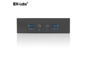 EnLabs FP525U32AM PC Case 5.25 inch front panel 2 Ports USB 3.0 USB Hub w/ HD Audio Output & Microphone,2.6ft USB 20pin to 2x USB 3.0 Splitter w/ Stereo Audio Mic