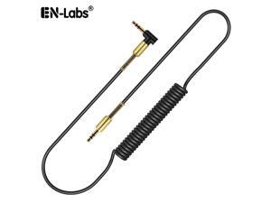 EnLabs CAR35MM1.5MBK Coiled 90 Degree 3.5mm Male to Male Stereo Audio Cable for Car Aux Port,Gold Plated (4.5 FT Stretched Length) - Black EnLabs CAR35MM1.5MBK Coiled 90 Degree 3.5mm Male to Male Stereo Audio Cable for Car Aux Port,Gold Plated (4.5 FT Stretched Length) - Black