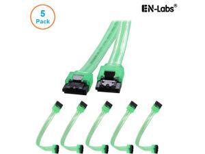 EnLabs 5PKSATAIII15CMGN 5 Pack SATA 3.0 6Gbps Straight HDD SDD Data Cable w/ Locking Latch - UV Green - 6 inch EnLabs 5PKSATAIII15CMGN 5 Pack SATA 3.0 6Gbps Straight HDD SDD Data Cable w/ Locking Latch - UV Green - 6 inch