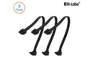 EnLabs 3PKSATAIII10BKA 3 Pack SATA 3.0 6Gbps Straight to 90 Degree Right-Angle HDD SDD Data Cable w/ Locking Latch - Black - 10 inch EnLabs 3PKSATAIII10BKA 3 Pack SATA 3.0 6Gbps Straight to 90 Degree Right-Angle HDD SDD Data Cable w/ Locking Latch - Black - 10 inch