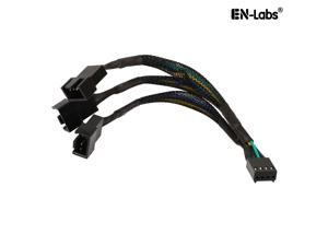 EnLabs 1X3PWM15CM 6 inch Black Sleeved 4pin PWM 3-Fan Power Y Splitter Cable,PMW 4pin 1 to 3 Converter Cable - 6" EnLabs 1X3PWM15CM 6 inch Black Sleeved 4pin PWM 3-Fan Power Y Splitter Cable,PMW 4pin 1 to 3 Converter Cable - 6"