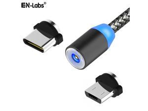 EnLabs MGUSBPWUAC1M Micro USB and USB TypeC 2 in 1 Nylon Braided Magnetic Android Devices 20A Fast Charging Cable Samsung Galaxy S4 S5 S6 S7 S8 S9 Plus Edge HTC MotorolaLG etc  Black1 Meter