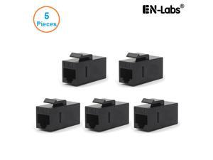 Enlabs WPCAT65PK 5-PACK CAT6 UTP RJ45 Jack Female to Female Coupler Keyston Insert Snap-in Connector Socket Adapter for Wall Plate,Outlet Patch Panel,Black