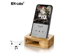 EnLabs Cell Phone Stand with Sound Amplifier Bamboo Wood Smart Phone Holder Dock Natural Bamboo Stands for iPhone 7 iPhone 6s iPhone 6 Plus and Android Smartphones Within 55 Inches