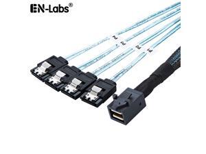 Enlabs SFF86434SATA25CM Internal 12G HD Mini SAS SFF-8643 to 4 x SATA Cable Hard Drive Cable,HD Mini SAS Host/Controller to 4 SATA Target/Backplane-10 Inches