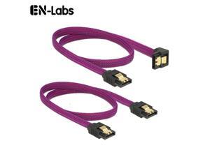 Enlabs PRSATA50CM2PKPL Lot of 2 Sleeved SATA III 6Gbps Data Cable w/ Locking Latch - 1x Straight and 1x 90 Degree Angle Cable - 1.64ft - Purple(2pcs/Pack) Enlabs PRSATA50CM2PKPL Lot of 2 Sleeved SATA III 6Gbps Data Cable w/ Locking Latch - 1x Straight and 1x 90 Degree Angle Cable - 1.64ft - Purple(2pcs/Pack)