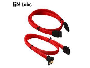 Enlabs PRSATA50CM2PKRD Lot of 2 Sleeved SATA III 6Gbps Data Cable w/ Locking Latch - 1x Straight and 1x 90 Degree Angle Cable - 1.64ft - Red(2pcs/Pack) Enlabs PRSATA50CM2PKRD Lot of 2 Sleeved SATA III 6Gbps Data Cable w/ Locking Latch - 1x Straight and 1x 90 Degree Angle Cable - 1.64ft - Red(2pcs/Pack)