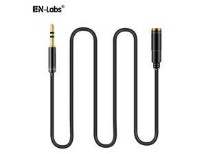 EnLabs Audio Auxiliary Stereo Extension Cable 3.5mm Male to Female, Stereo Jack Cord for Phones, Headphones, Speakers, Tablets, PCs, MP3 Players and More (3ft/1m, Black) EnLabs Audio Auxiliary Stereo Extension Cable 3.5mm Male to Female, Stereo Jack Cord for Phones, Headphones, Speakers, Tablets, PCs, MP3 Players and More (3ft/1m, Black)