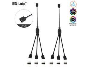 Enlabs 12V 4-Pin RGB 3-Way Female to x Female RBW LED Strip Splitter Cable,3 Port AURA RGB Lighting Hub w/ Gender Changer Adapter - 1 Foot