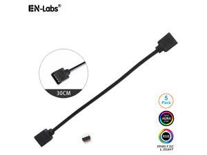 Enlabs 5 Pack 12V 4-Pin RGB Female to Female RBW LED Strip Extension Cable w/ Gender Changer Adapter - 1 Foot