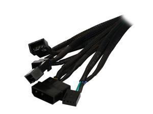 Molex to 4 Pin PWM Power Splitter Cable, PSU IDE LP4 to 3 Ports 4Pin Fan Adapter PWM Cooler Hub for 12V Desktop Computer Case Cooling - 12 Inches, Sleeved Black