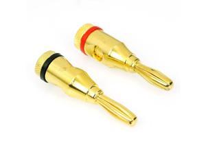 2pcs/ 1 pair High-Quality Gold Plated Musical Amplifier Speaker Cable Wire Pin Banana Plug Connector w/ Color Coded, Open Screw