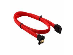 Pro 18 inch Premium 180 to 90 degree 6Gb/s SATA3 DATA cable w/ latch Locking - Red Sleeved Braided Net Jacket Pro 18 inch Premium 180 to 90 degree 6Gb/s SATA3 DATA cable w/ latch Locking - Red Sleeved Braided Net Jacket