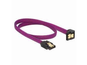 Pro 18 inch Premium 180 to 90 degree 6Gb/s SATA3 DATA cable w/ latch Locking - Purple Sleeved Braided Net Jacket Pro 18 inch Premium 180 to 90 degree 6Gb/s SATA3 DATA cable w/ latch Locking - Purple Sleeved Braided Net Jacket