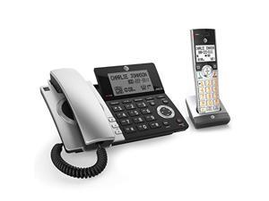 at&t cl84107 dect 6.0 expandable corded/cordless phone with smart call blocker, black/silver with 2 handsets