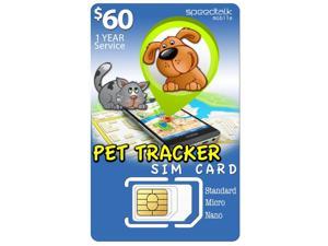 SpeedTalk Mobile 1 Year PET Tracker SiM Card | 3 in 1 - GSM 2G 3G 4G LTE | for Dog/CAT Tracking and Activity Devices - Canada and Mexico Roaming