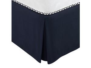 Pleated Bed Skirt Classic Tailored Styling Dust Ruffled Hotel Quality, 14 Inch - Full Navy Blue