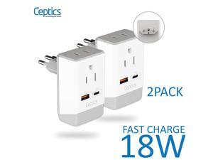 Brazil Travel Adapter | Type N - USB-A & USB-C Ports + 2 USA Outlet (AP-11C-2PK) Brazil Travel Adapter | Type N - USB-A & USB-C Ports + 2 USA Outlet (AP-11C-2PK)