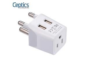 Ceptics USA to South Africa Travel Adapter Plug With Dual USB - Type M - Ultra Compact (CTU-10L) Ceptics USA to South Africa Travel Adapter Plug With Dual USB - Type M - Ultra Compact (CTU-10L)