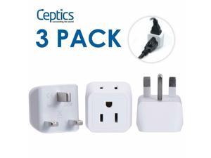 Ceptics UK, Hong Kong, Ireland Travel Adapter Plug - Usa Input - Type G - Safe Grounded Perfect for Cell Phones, Laptops, Camera (3 Pack) - Dual Inputs - Ultra Compact - Light Weight (CT-7) Ceptics UK, Hong Kong, Ireland Travel Adapter Plug - Usa Input - Type G - Safe Grounded Perfect for Cell Phones, Laptops, Camera (3 Pack) - Dual Inputs - Ultra Compact - Light Weight (CT-7)