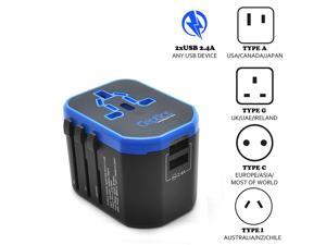 All-In-One International Travel Plug Adapter - 2 USB Ports (UP-8KU) All-In-One International Travel Plug Adapter - 2 USB Ports (UP-8KU)