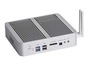 Fanless Mini PC, Intel Core i5-7260U Iris Plus Graphics 640 Mini Desktop Computer,Windows 10 64 Bit/Linux, DDR4 RAM [DP/HD-MI/2LAN/8USB/Optical/SD Card Reader/WiFi] (8GB Ram 128GB SSD)