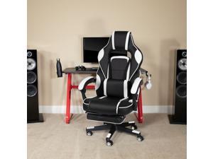 X40 Gaming Chair Racing Ergonomic Computer Chair with Fully Reclining Back/Arms, Slide-Out Footrest, Massaging Lumbar - White