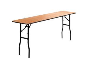 18'' x 72'' Rectangular Wood Folding Training / Seminar Table with Smooth Clear Coated Finished Top