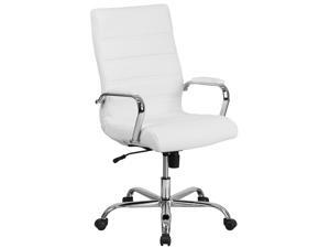High Back Office Chair | White LeatherSoft Office Chair with Wheels and Arms High Back Office Chair | White LeatherSoft Office Chair with Wheels and Arms