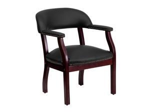 Black LeatherSoft Conference Chair with Accent Nail Trim Black LeatherSoft Conference Chair with Accent Nail Trim