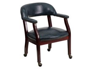 Navy Vinyl Luxurious Conference Chair with Accent Nail Trim and Casters Navy Vinyl Luxurious Conference Chair with Accent Nail Trim and Casters