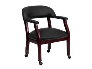 Black LeatherSoft Conference Chair with Accent Nail Trim and Casters Black LeatherSoft Conference Chair with Accent Nail Trim and Casters