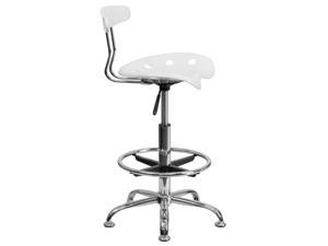Vibrant White and Chrome Drafting Stool with Tractor Seat Vibrant White and Chrome Drafting Stool with Tractor Seat